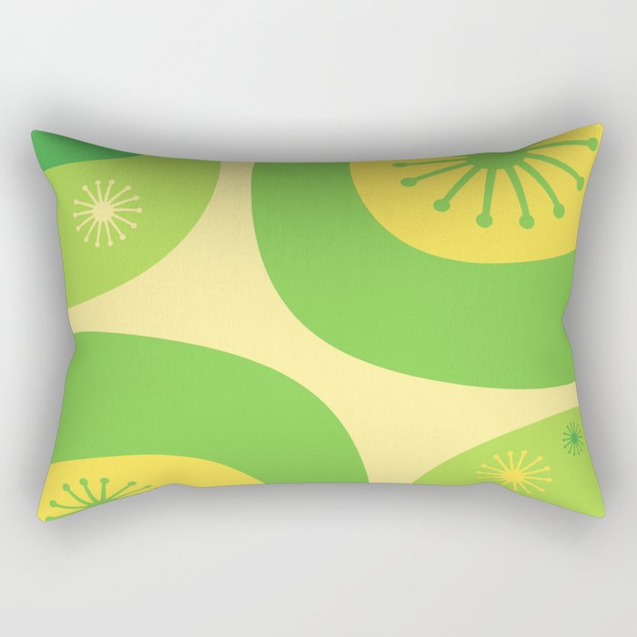 Mid Century Modern Atomic Groove Retro Abstract Pattern Lime Green and Yellow Rectangular Pillow Gallery Image 1