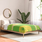 Mid Century Modern Atomic Groove Retro Abstract Pattern Lime Green and Yellow Comforter Gallery Image 2