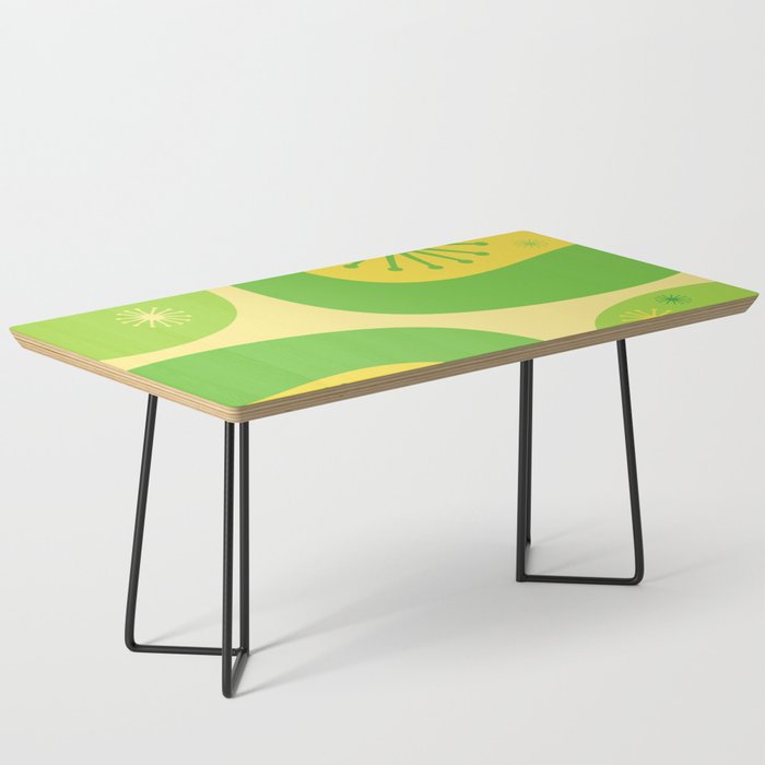 Mid Century Modern Atomic Groove Retro Abstract Pattern Lime Green and Yellow Coffee Table Gallery Image 1