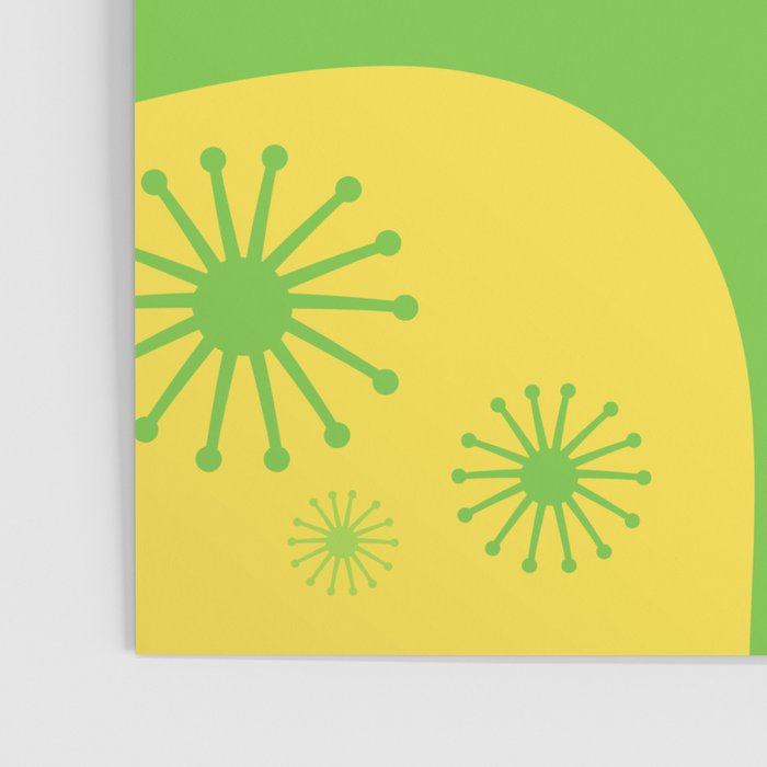 Mid Century Modern Atomic Groove Retro Abstract Pattern Lime Green and Yellow Poster Gallery Image 3