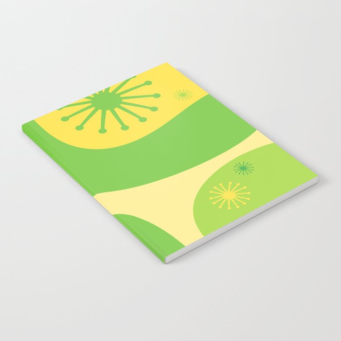 Mid Century Modern Atomic Groove Retro Abstract Pattern Lime Green and Yellow Notebook Gallery Image 2
