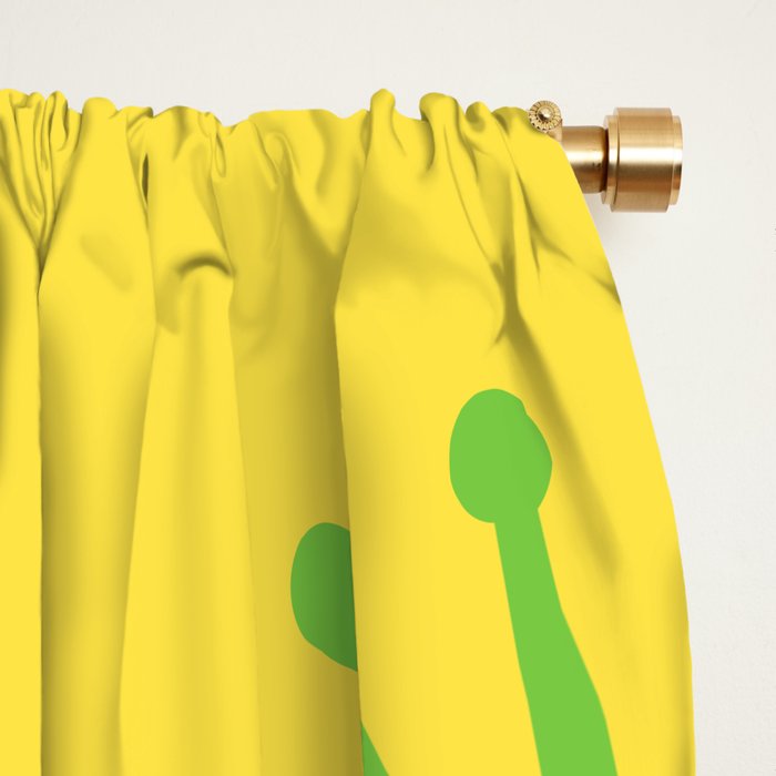 Mid Century Modern Atomic Groove Retro Abstract Pattern Lime Green and Yellow Window Curtain Gallery Image 2