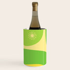 Mid Century Modern Atomic Groove Retro Abstract Pattern Lime Green and Yellow Wine Chiller Gallery Image 2