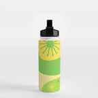 Mid Century Modern Atomic Groove Retro Abstract Pattern Lime Green and Yellow Water Bottle Gallery Image 2