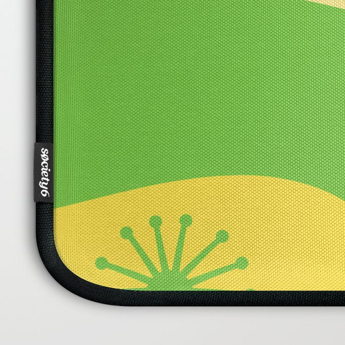 Mid Century Modern Atomic Groove Retro Abstract Pattern Lime Green and Yellow Laptop Sleeve Gallery Image 3