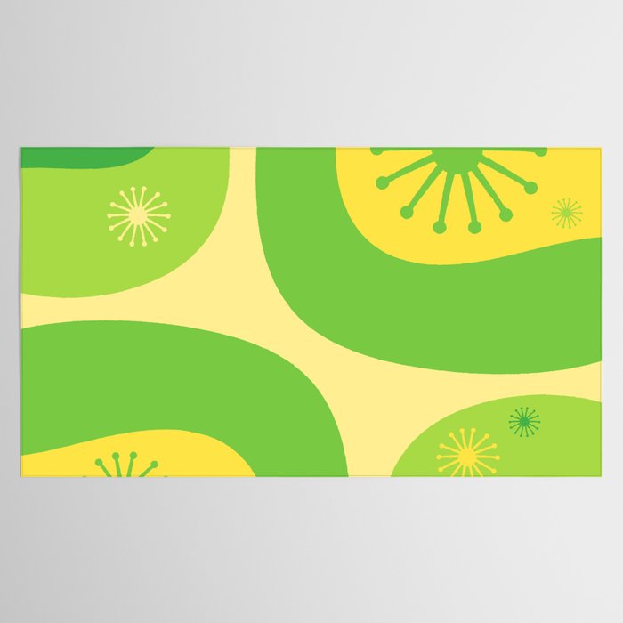 Mid Century Modern Atomic Groove Retro Abstract Pattern Lime Green and Yellow Tablecloth Gallery Image 2