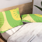 Mid Century Modern Atomic Groove Retro Abstract Pattern Lime Green and Yellow Pillow Sham Gallery Image 2