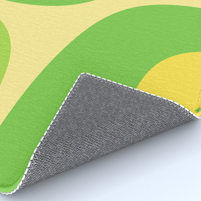 Mid Century Modern Atomic Groove Retro Abstract Pattern Lime Green and Yellow Rug Gallery Image 4