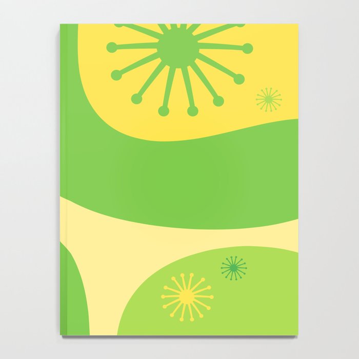 Mid Century Modern Atomic Groove Retro Abstract Pattern Lime Green and Yellow Notebook Gallery Image 4
