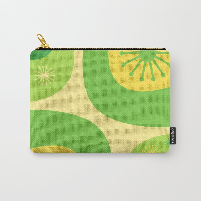 Mid Century Modern Atomic Groove Retro Abstract Pattern Lime Green and Yellow Carry All Pouch Gallery Image 1