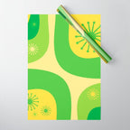 Mid Century Modern Atomic Groove Retro Abstract Pattern Lime Green and Yellow Wrapping Paper Gallery Image 1