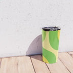 Mid Century Modern Atomic Groove Retro Abstract Pattern Lime Green and Yellow Travel Mug Gallery Image 4