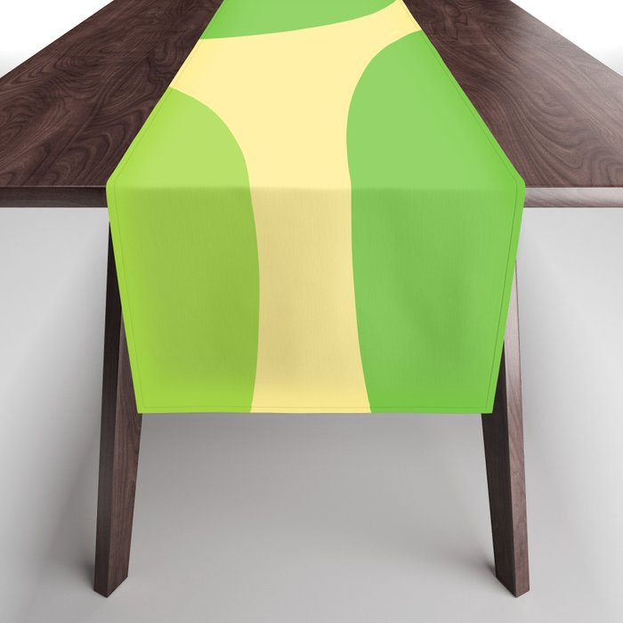 Mid Century Modern Atomic Groove Retro Abstract Pattern Lime Green and Yellow Table Runner Gallery Image 1
