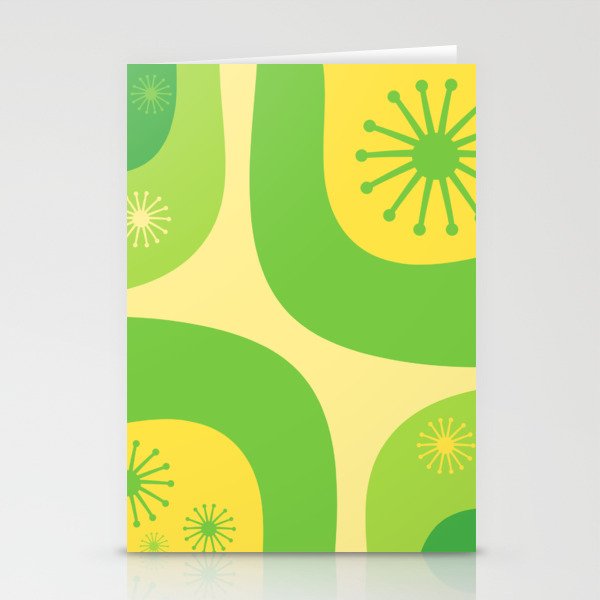 Mid Century Modern Atomic Groove Retro Abstract Pattern Lime Green and Yellow Stationery Card Gallery Image 2