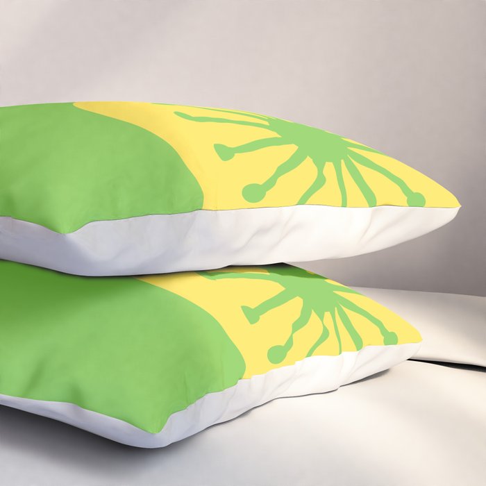 Mid Century Modern Atomic Groove Retro Abstract Pattern Lime Green and Yellow Pillow Sham Gallery Image 3