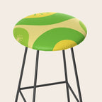 Mid Century Modern Atomic Groove Retro Abstract Pattern Lime Green and Yellow Stool Gallery Image 2