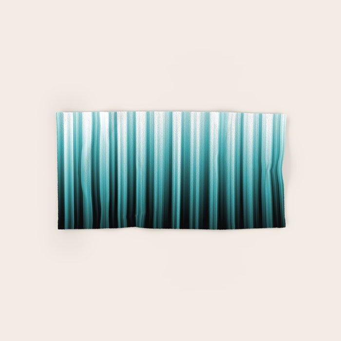 Aqua Teal Turquoise & White Abstract Soft Ombre Line Stripe Pattern on black - Aquarium SW 6767 Bath Towel Gallery Image 1