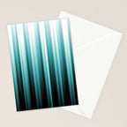 Aqua Teal Turquoise & White Abstract Soft Ombre Line Stripe Pattern on black - Aquarium SW 6767 Stationery Card Gallery Image 2