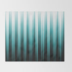 Aqua Teal Turquoise & White Abstract Soft Ombre Line Stripe Pattern on black - Aquarium SW 6767 Throw Blanket Gallery Image 2