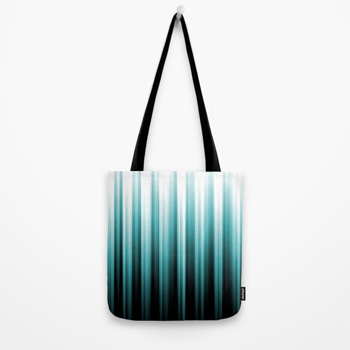 Aqua Teal Turquoise & White Abstract Soft Ombre Line Stripe Pattern on black - Aquarium SW 6767 Tote Bag Gallery Image 2