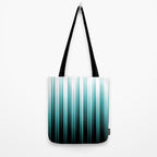 Aqua Teal Turquoise & White Abstract Soft Ombre Line Stripe Pattern on black - Aquarium SW 6767 Tote Bag Gallery Image 2