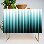 Aqua Teal Turquoise & White Abstract Soft Ombre Line Stripe Pattern on black - Aquarium SW 6767 Credenza Gallery Image 1