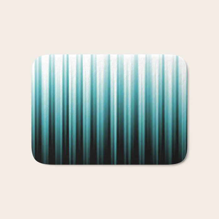 Aqua Teal Turquoise & White Abstract Soft Ombre Line Stripe Pattern on black - Aquarium SW 6767 Bath Mat Gallery Image 1
