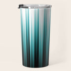 Aqua Teal Turquoise & White Abstract Soft Ombre Line Stripe Pattern on black - Aquarium SW 6767 Travel Mug Gallery Image 3