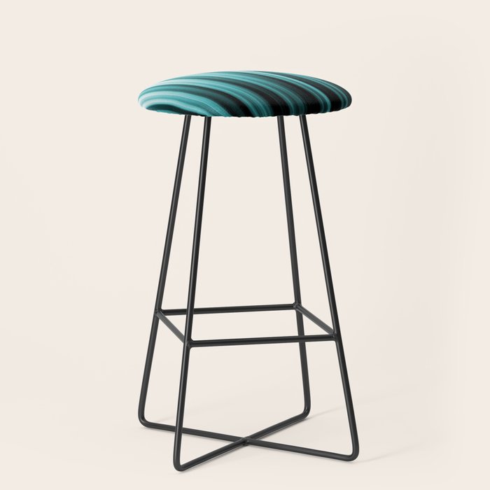 Aqua Teal Turquoise & White Abstract Soft Ombre Line Stripe Pattern on black - Aquarium SW 6767 Stool Gallery Image 1