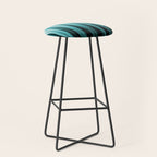Aqua Teal Turquoise & White Abstract Soft Ombre Line Stripe Pattern on black - Aquarium SW 6767 Stool Gallery Image 1