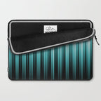Aqua Teal Turquoise & White Abstract Soft Ombre Line Stripe Pattern on black - Aquarium SW 6767 Laptop Sleeve Gallery Image 2