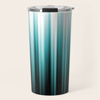 Aqua Teal Turquoise & White Abstract Soft Ombre Line Stripe Pattern on black - Aquarium SW 6767 Travel Mug Gallery Image 1