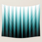 Aqua Teal Turquoise & White Abstract Soft Ombre Line Stripe Pattern on black - Aquarium SW 6767 Wall Tapestry Gallery Image 4