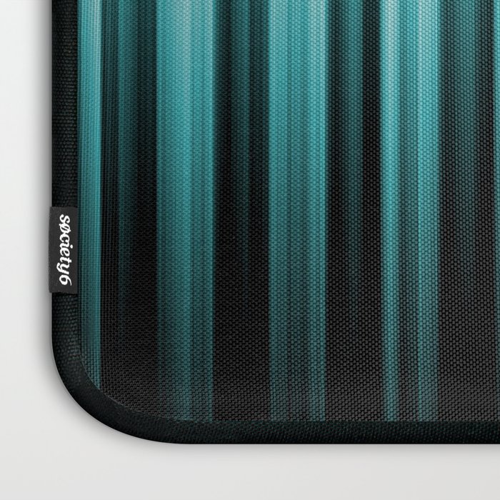 Aqua Teal Turquoise & White Abstract Soft Ombre Line Stripe Pattern on black - Aquarium SW 6767 Laptop Sleeve Gallery Image 3