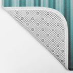 Aqua Teal Turquoise & White Abstract Soft Ombre Line Stripe Pattern on black - Aquarium SW 6767 Bath Mat Gallery Image 2