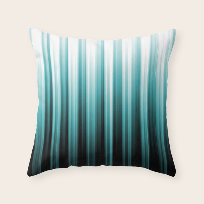 Aqua Teal Turquoise & White Abstract Soft Ombre Line Stripe Pattern on black - Aquarium SW 6767 Throw Pillow Gallery Image 6