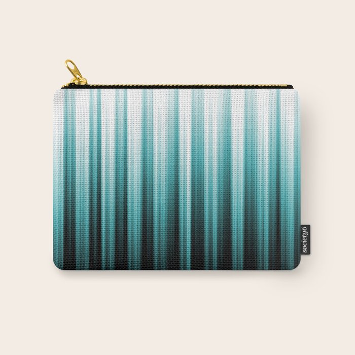 Aqua Teal Turquoise & White Abstract Soft Ombre Line Stripe Pattern on black - Aquarium SW 6767 Carry All Pouch Gallery Image 1
