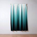 Aqua Teal Turquoise & White Abstract Soft Ombre Line Stripe Pattern on black - Aquarium SW 6767 Window Curtain Gallery Image 3