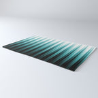 Aqua Teal Turquoise & White Abstract Soft Ombre Line Stripe Pattern on black - Aquarium SW 6767 Rug Gallery Image 3
