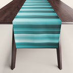 Aqua Teal Turquoise & White Abstract Soft Ombre Line Stripe Pattern on black - Aquarium SW 6767 Table Runner Gallery Image 1