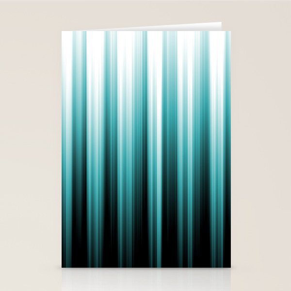 Aqua Teal Turquoise & White Abstract Soft Ombre Line Stripe Pattern on black - Aquarium SW 6767 Stationery Card Gallery Image 1