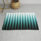 Aqua Teal Turquoise & White Abstract Soft Ombre Line Stripe Pattern on black - Aquarium SW 6767 Rug Gallery Image 1