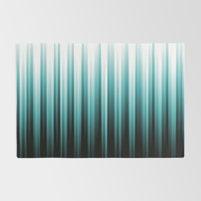 Aqua Teal Turquoise & White Abstract Soft Ombre Line Stripe Pattern on black - Aquarium SW 6767 Rug Gallery Image 2