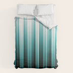Aqua Teal Turquoise & White Abstract Soft Ombre Line Stripe Pattern on black - Aquarium SW 6767 Duvet Cover Gallery Image 6