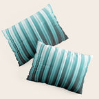 Aqua Teal Turquoise & White Abstract Soft Ombre Line Stripe Pattern on black - Aquarium SW 6767 Pillow Sham Gallery Image 3
