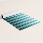 Aqua Teal Turquoise & White Abstract Soft Ombre Line Stripe Pattern on black - Aquarium SW 6767 Yoga Mat Gallery Image 2