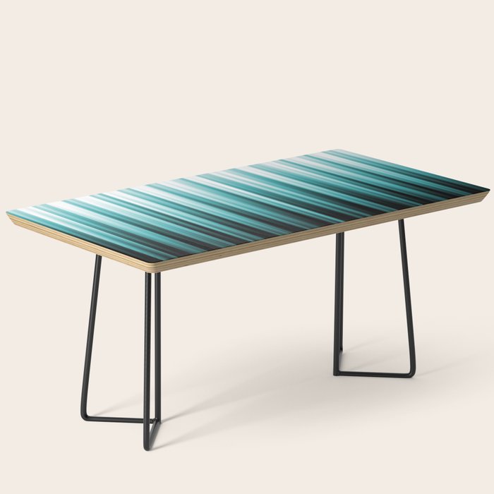 Aqua Teal Turquoise & White Abstract Soft Ombre Line Stripe Pattern on black - Aquarium SW 6767 Coffee Table Gallery Image 1