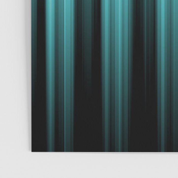 Aqua Teal Turquoise & White Abstract Soft Ombre Line Stripe Pattern on black - Aquarium SW 6767 Poster Gallery Image 3