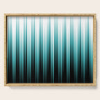 Aqua Teal Turquoise & White Abstract Soft Ombre Line Stripe Pattern on black - Aquarium SW 6767 Serving Tray Gallery Image 1