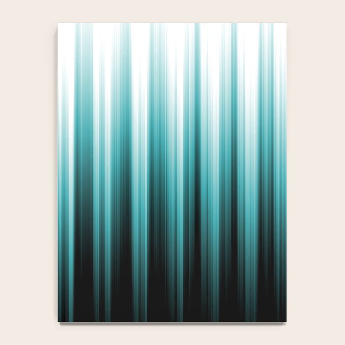 Aqua Teal Turquoise & White Abstract Soft Ombre Line Stripe Pattern on black - Aquarium SW 6767 Notebook Gallery Image 4